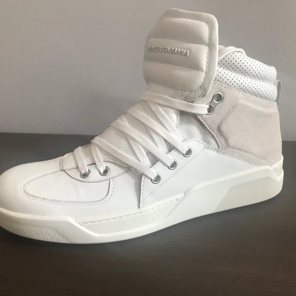 White Dolce & Gabbana Man's Hi-top Sneakers